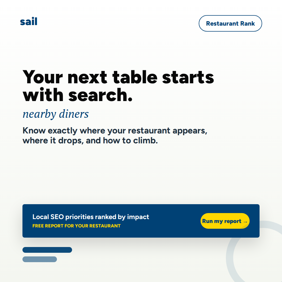 Restaurant Rank Report - Nearby Diners