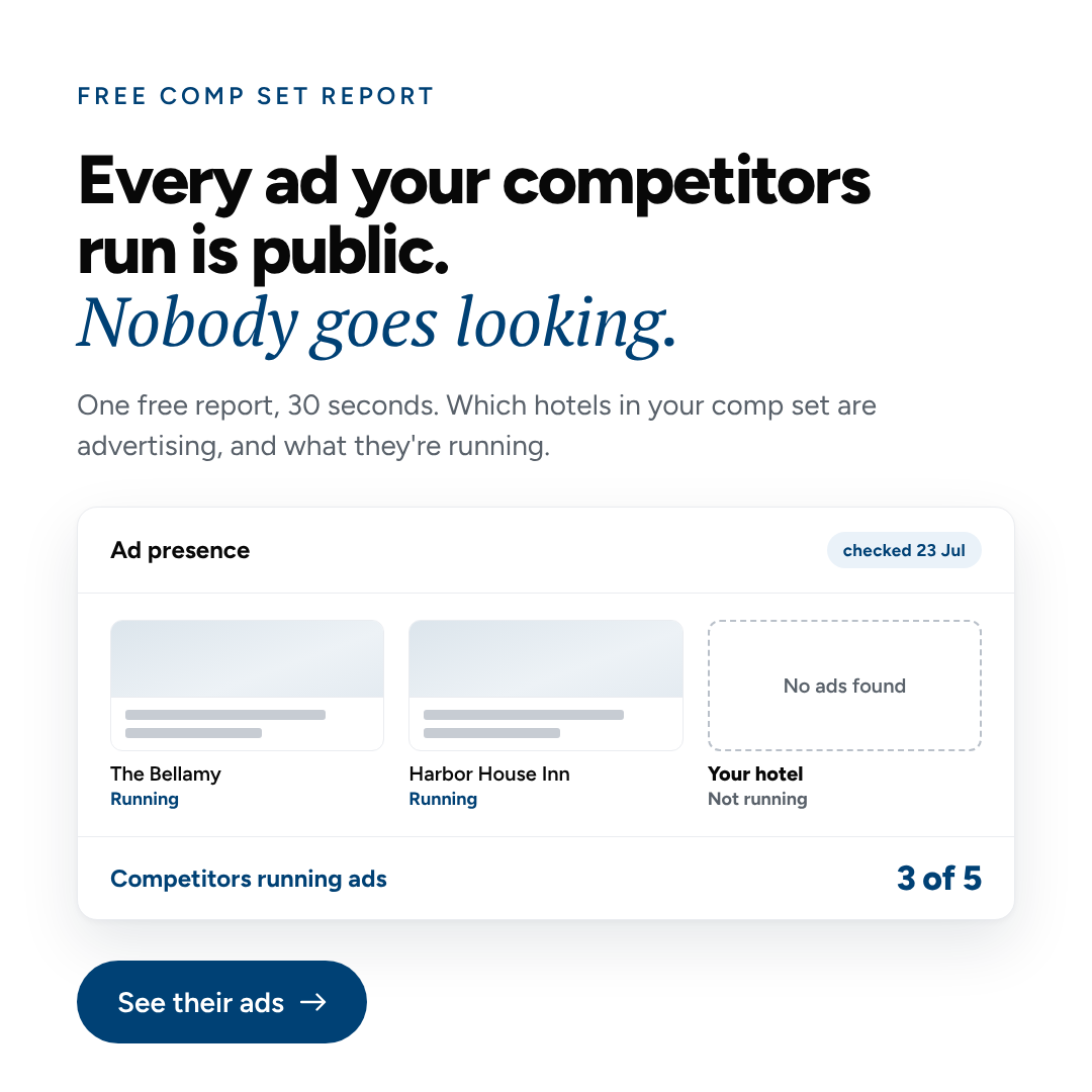 Sail ad creative: Every ad your competitors run is public. Nobody goes looking.